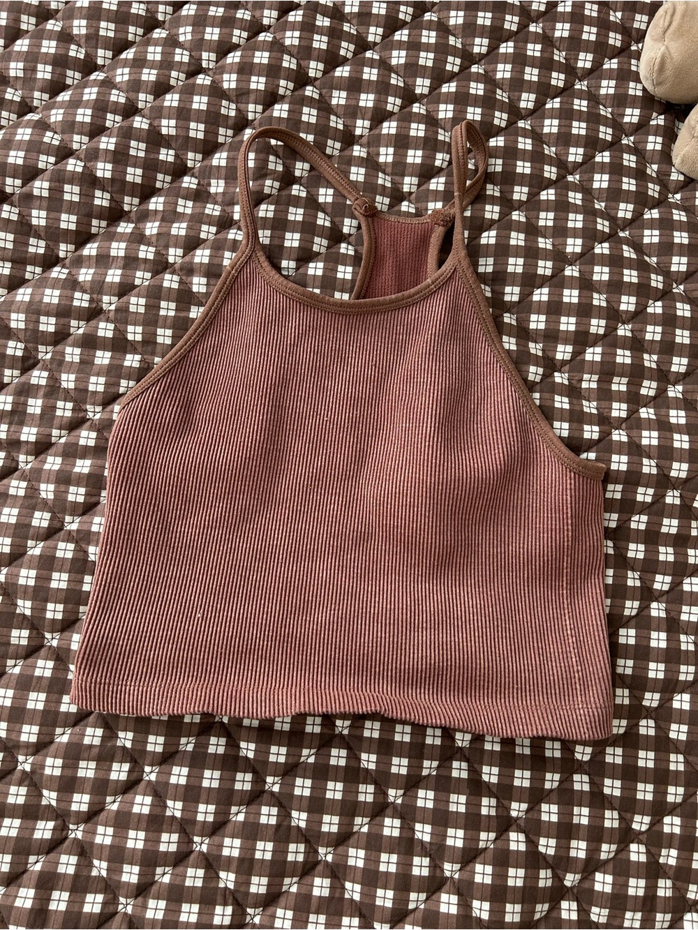 Ribbed Mauve Tank Top - Women's Casual Crop